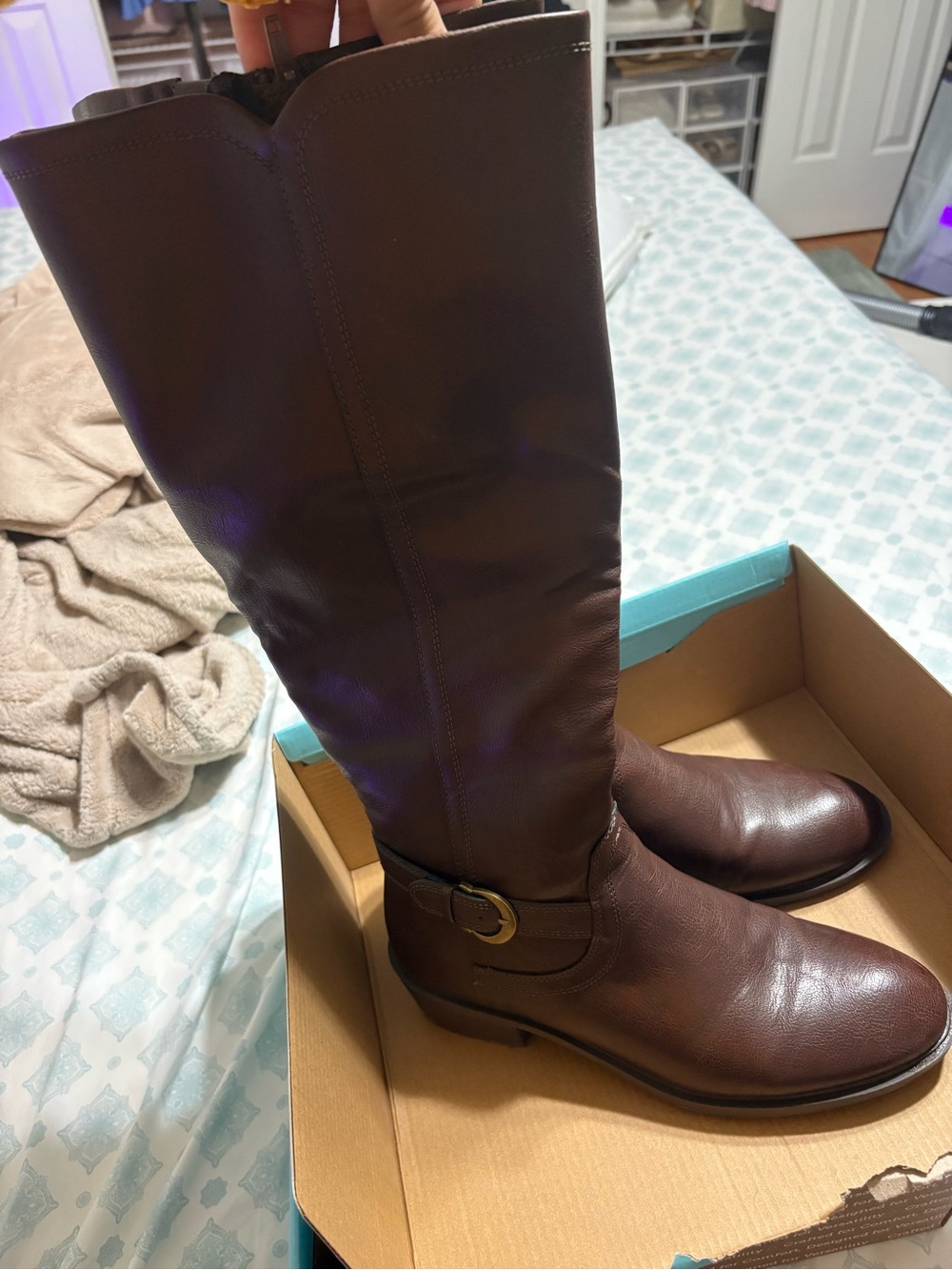BareTraps Brown Over-the-Knee Riding Boots with Buckle